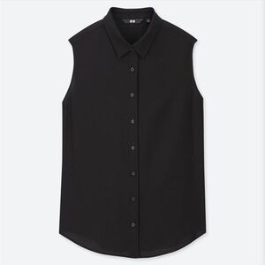 Free shipping! UNIQLO Sleeveless Rayon Button Up Blouse - Black - Small